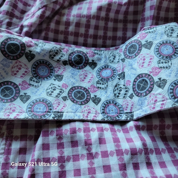 Robert Graham Mens Shirt Purple/White Check Flip Cuff Casino Vegas XL 17/44 - Picture 7 of 11